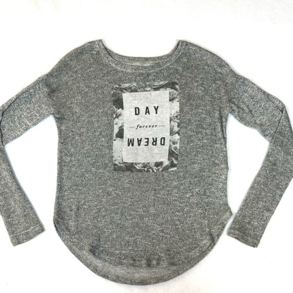 Abercrombie & Fitch Kids size L heather grey w silver stitch long sleeve sweater